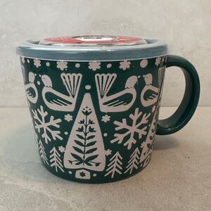 Cute Ceramic Large 20 Ounce Coffee Soup Mug Cup W/ Vacuum Freshness Vented Lid